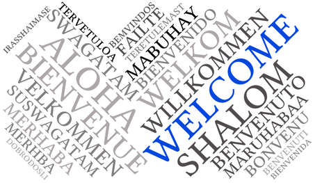 International Welcome Word Cloud. Each word used in this word cloud is another language's version of the word Welcome.のイラスト素材