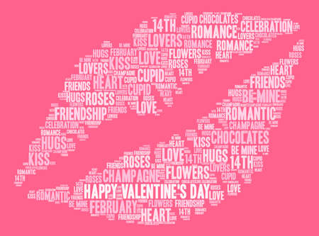 Happy Valentines Day word cloud on a white background.のイラスト素材