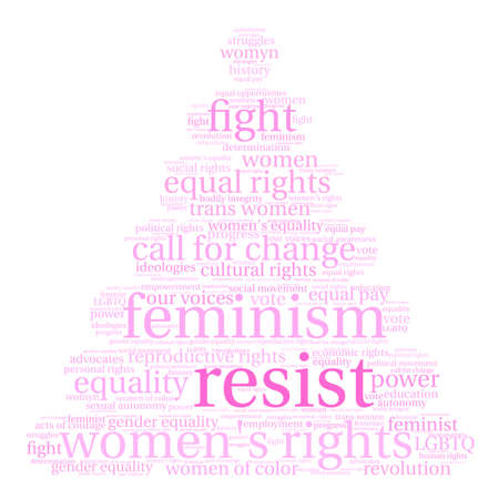 Womens Rights Resist Word Cloud on a white background.のイラスト素材