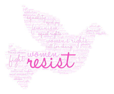 Womens Rights Resist Word Cloud on a white background.のイラスト素材