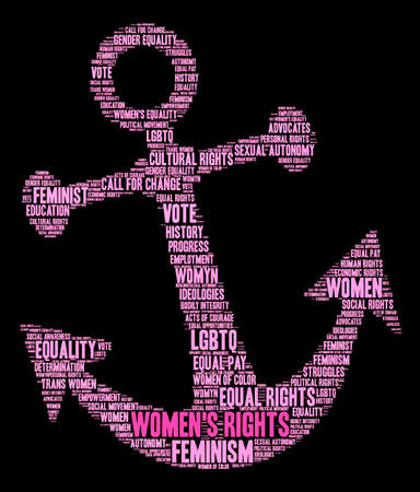 Womens Rights word cloud on a black background.のイラスト素材