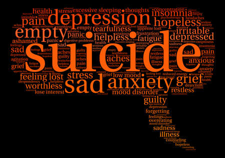 Suicide word cloud on a white background.のイラスト素材