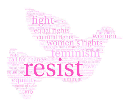 Womens Rights Resist Word Cloud on a white background.のイラスト素材