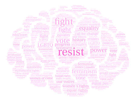 Womens Rights Resist Word Cloud on a white background.のイラスト素材