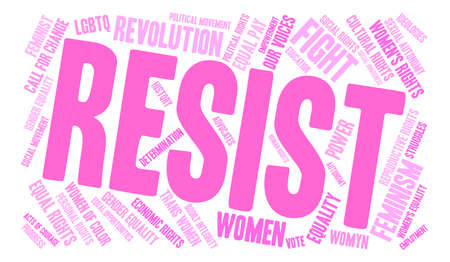 Womens Rights Resist Word Cloud on a white background.のイラスト素材