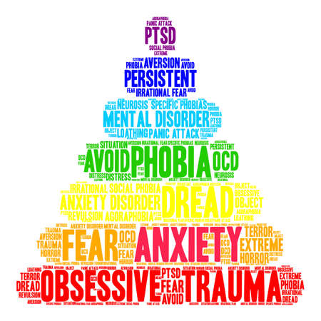 Anxiety word cloud on a white background.のイラスト素材