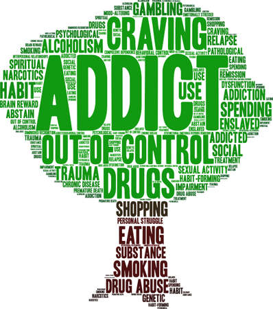 Addict word cloud on a white background.のイラスト素材