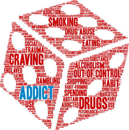 Addict word cloud concept.のイラスト素材