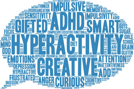 Hyperactivity ADHD word cloud on a white background. のイラスト素材
