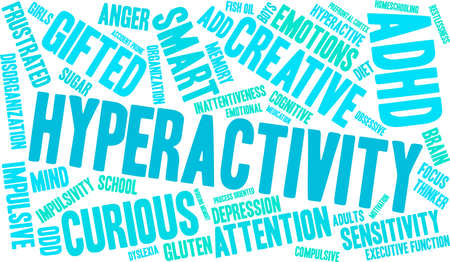Hyperactivity ADHD word cloud on a white background.のイラスト素材
