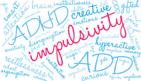 Impulsivity ADHD word cloud on a white background.のイラスト素材