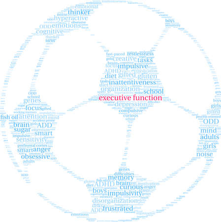 Executive Function ADHD word cloud on a white background. のイラスト素材