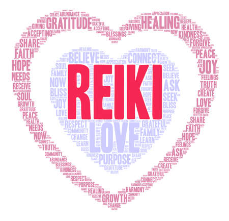 Reiki word cloud on a white background. のイラスト素材