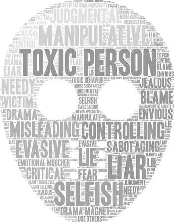 Toxic Person word cloud on a white background. のイラスト素材