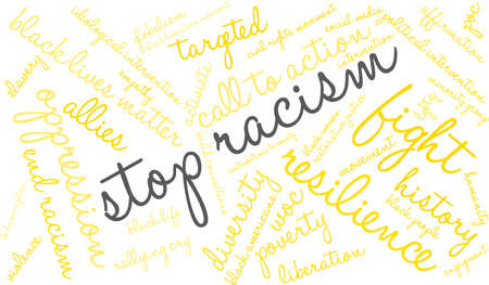 Stop racism word cloud on a white background.のイラスト素材