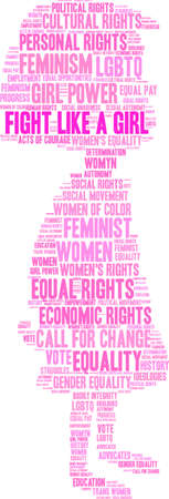 Fight Like a Girl word cloud on a white background. のイラスト素材