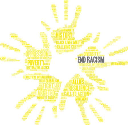 End Racism word cloud on a white background. のイラスト素材
