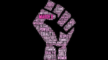 March 8 word cloud on a black background. のイラスト素材