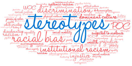 Stereotypes word cloud on a white background.