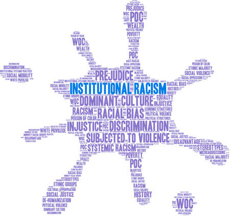 Institutional Racism word cloud on a white background.のイラスト素材