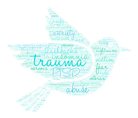 Trauma word cloud on a white background.のイラスト素材