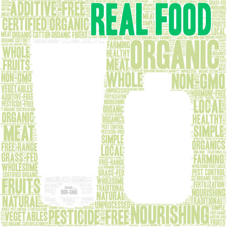 Real Food  word cloud on a white background.のイラスト素材