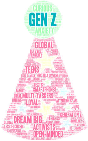 Gen Z word cloud on a white background.のイラスト素材