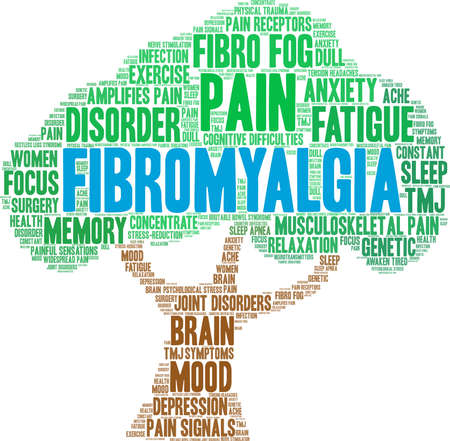Fibromyalgia word coud on a white background.のイラスト素材
