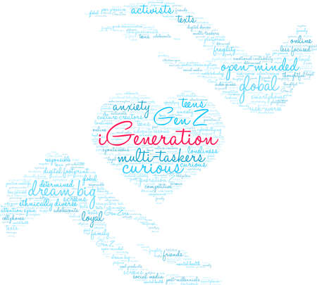 iGeneration word cloud on a white background.のイラスト素材