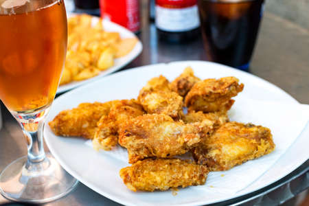 Unhealthy lifestyle. Fried food with saturated fats and carbonated drink.