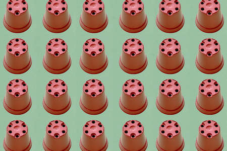 Repeating image of goblet for planting with green background.