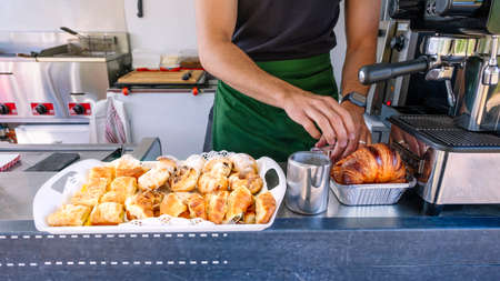 Food truck concept. Pastries to take with coffee.の写真素材