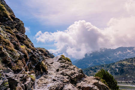 I pass between mountains with a chain to catch.の写真素材