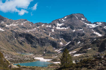 Lakes of Tristania. Set of lakes in the mountains of Ordino, in Andorra.の写真素材
