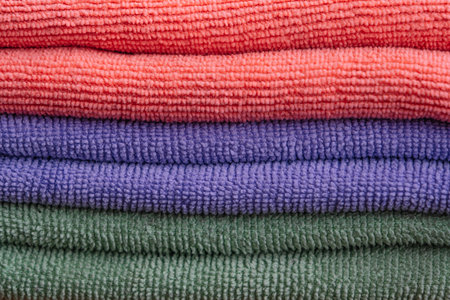 Set of rags of red, blue and green color.の写真素材