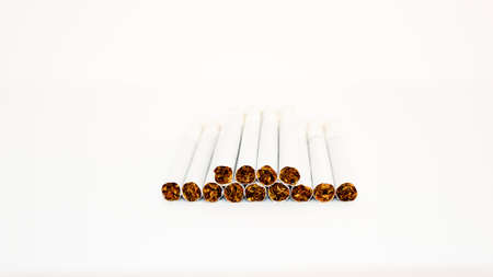 cigarettes on a white backgroundの写真素材