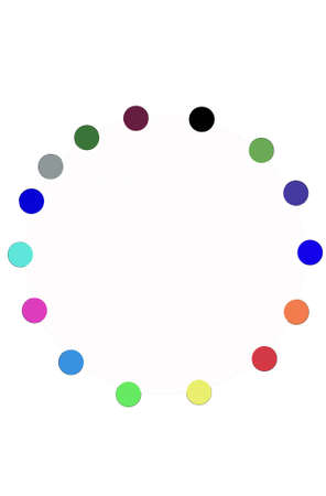 Color palette of all colors in the form of circles on a white backgroundの写真素材