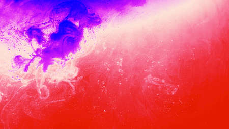 Red and blue acrylic paint background, mixed liquid paint with splashes, fabulous acrylic paint...