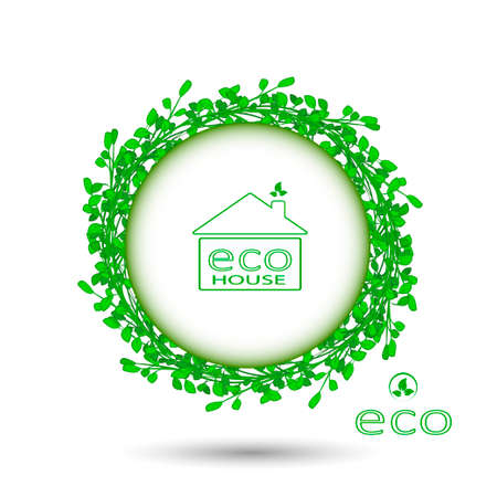 abstract green grass circle frame vector whit backgroundのイラスト素材