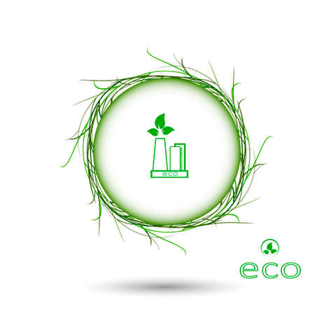 abstract green grass circle frame vector whit backgroundのイラスト素材