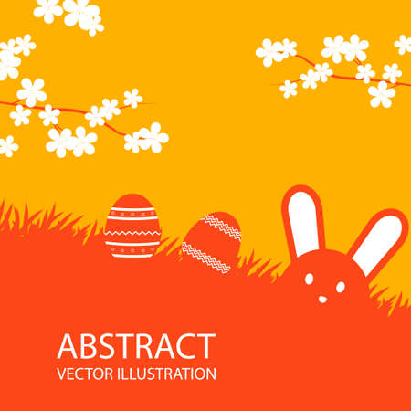 Colorful easter background, with easter bunny.のイラスト素材