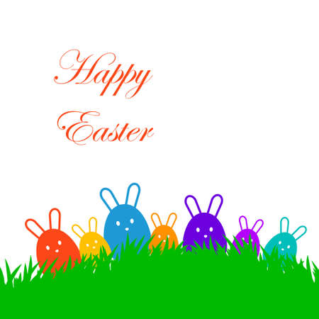 Colorful easter background, with easter bunny.のイラスト素材
