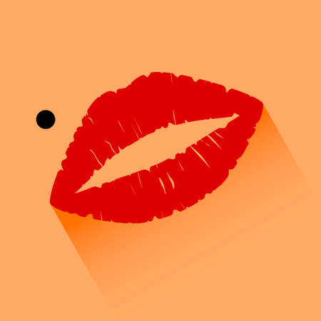 stereotyped image of lips with long shadowのイラスト素材