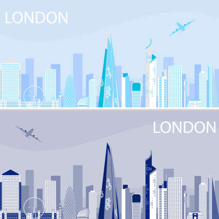 One of the largest and most interesting cities in Europe. Urban landscape and the tallest buildings in London.のイラスト素材