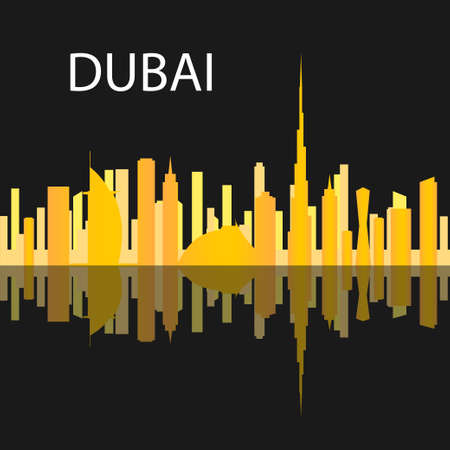The most important commercial and financial center of the UAE. Urban landscape and Dubai hotels.のイラスト素材