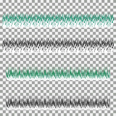 Set of grass vector illustration. Green grass and bushesのイラスト素材