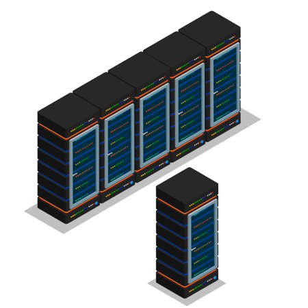 vector illustration, icon, data center, rack computer server farmのイラスト素材