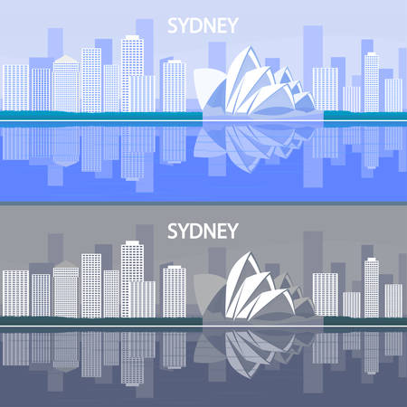 Houses built in the metropolis, located on the ocean. City of Sydney.のイラスト素材