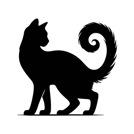Black silhouette of a cat on a white background. Vector illustration.のイラスト素材