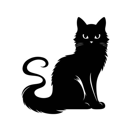 Black cat silhouette isolated on white background. Vector illustration for your designのイラスト素材